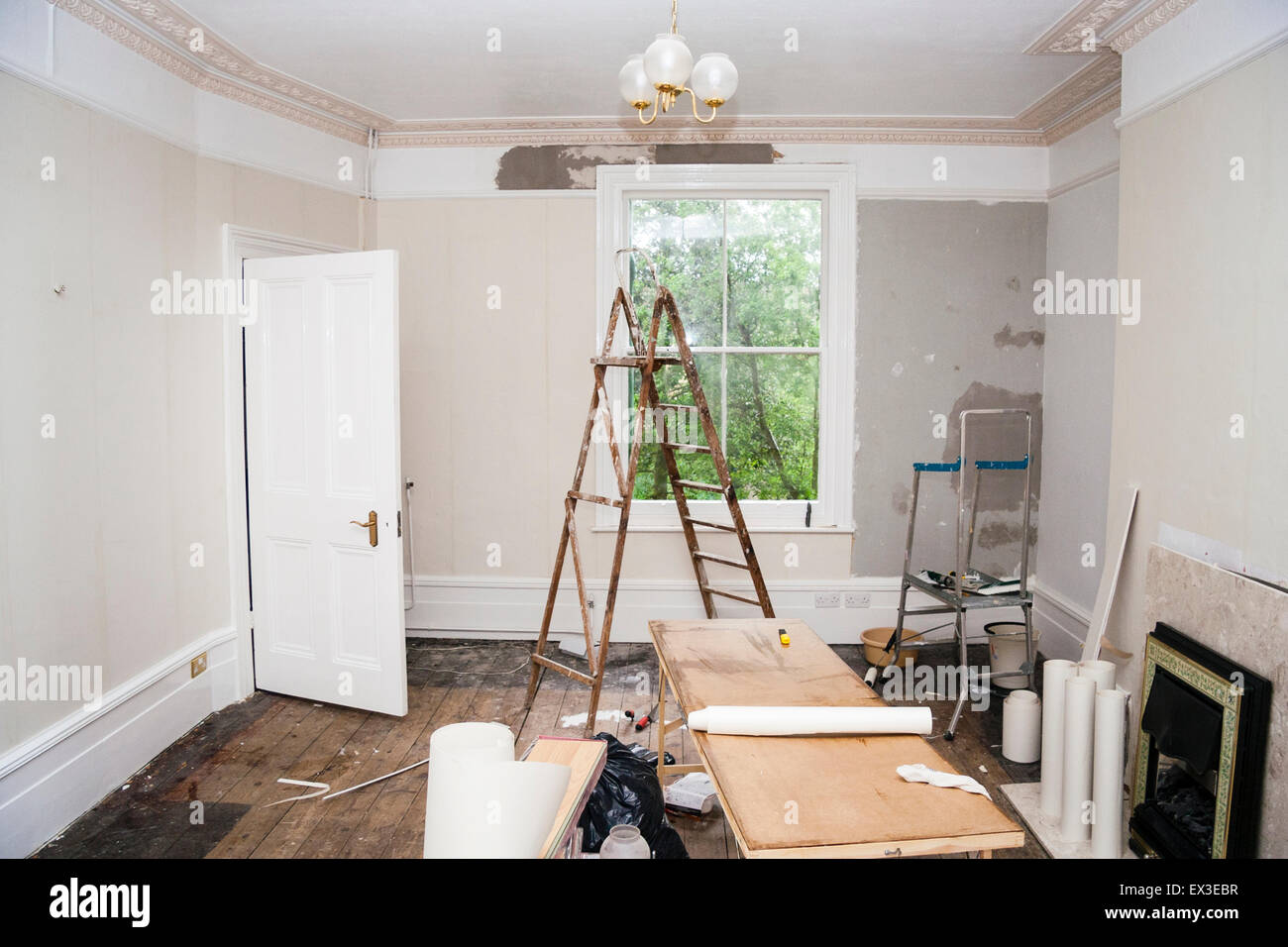 Large Interior Room With Window In An English Victorian House