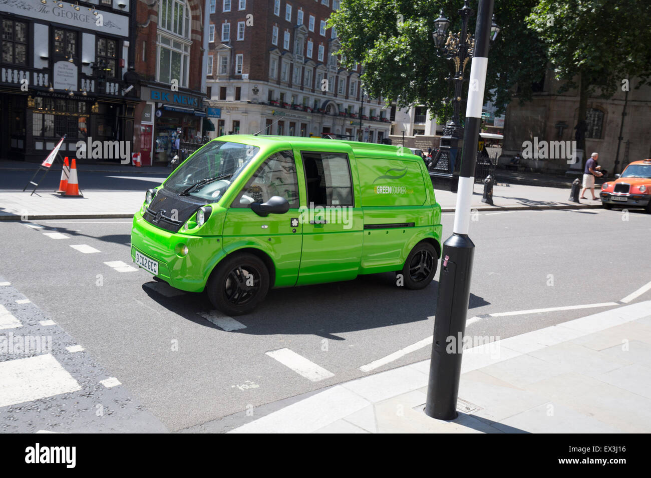 Electric green car clean energy van futuristic Stock Photo