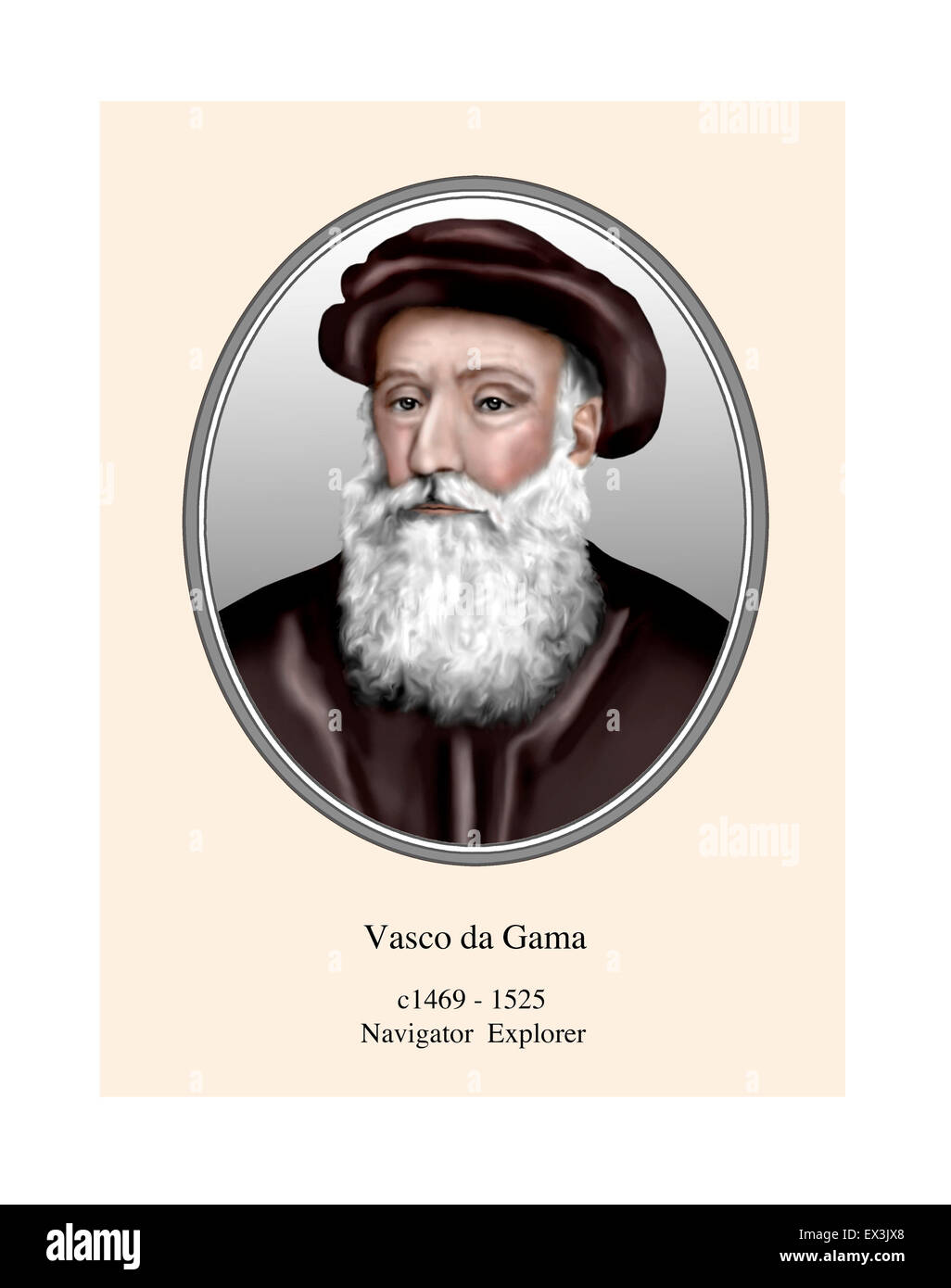 Vasco da Gama Portrait Modern Illustration Stock Photo
