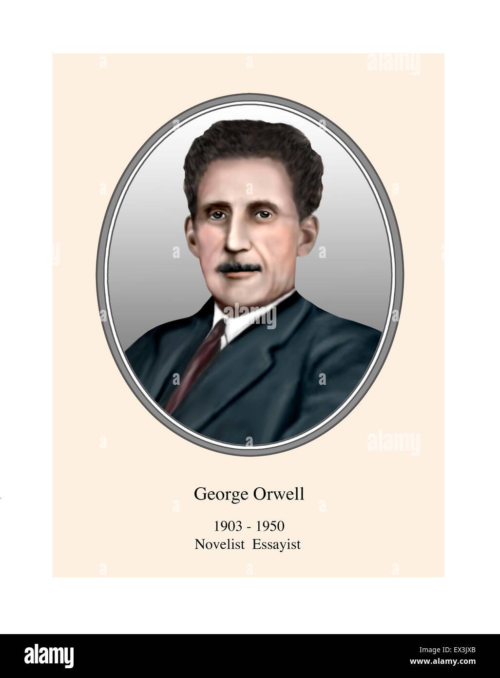 George Orwell Eric Arthur Blair Portrait Modern Illustration Stock Photo