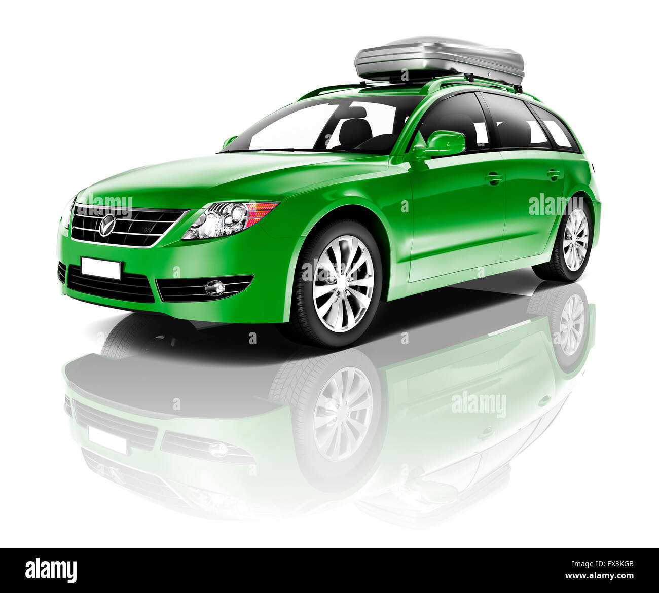 Three Dimensional Image of a Green Car Stock Photo