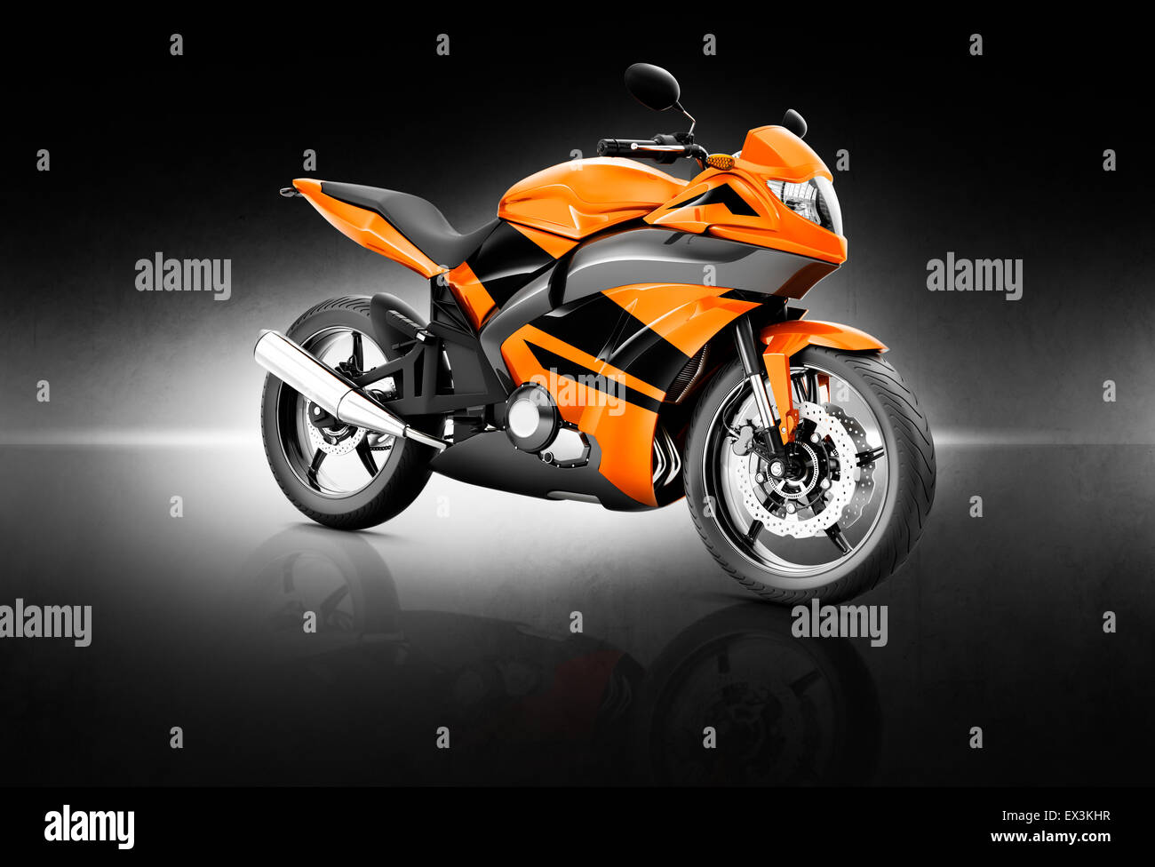 Motorcycle Motorbike Bike Riding Rider Contemporary Orange Concept Stock Photo