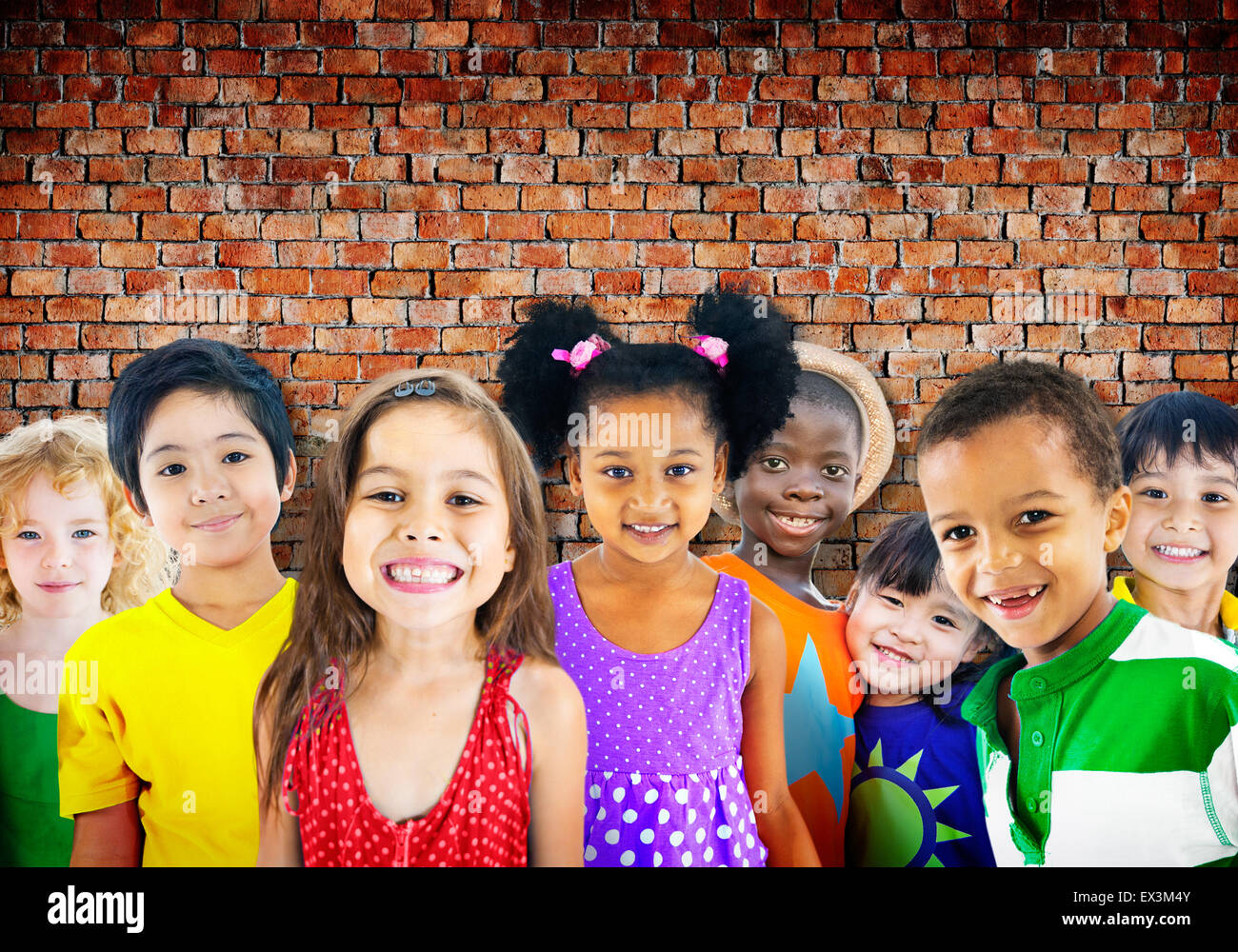 Diversity Children Friendship Innocence Smiling Concept Stock Photo - Alamy