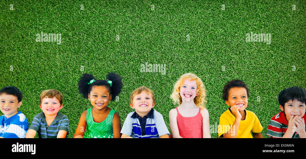 Diversity Children Friendship Innocence Smiling Concept Stock Photo - Alamy