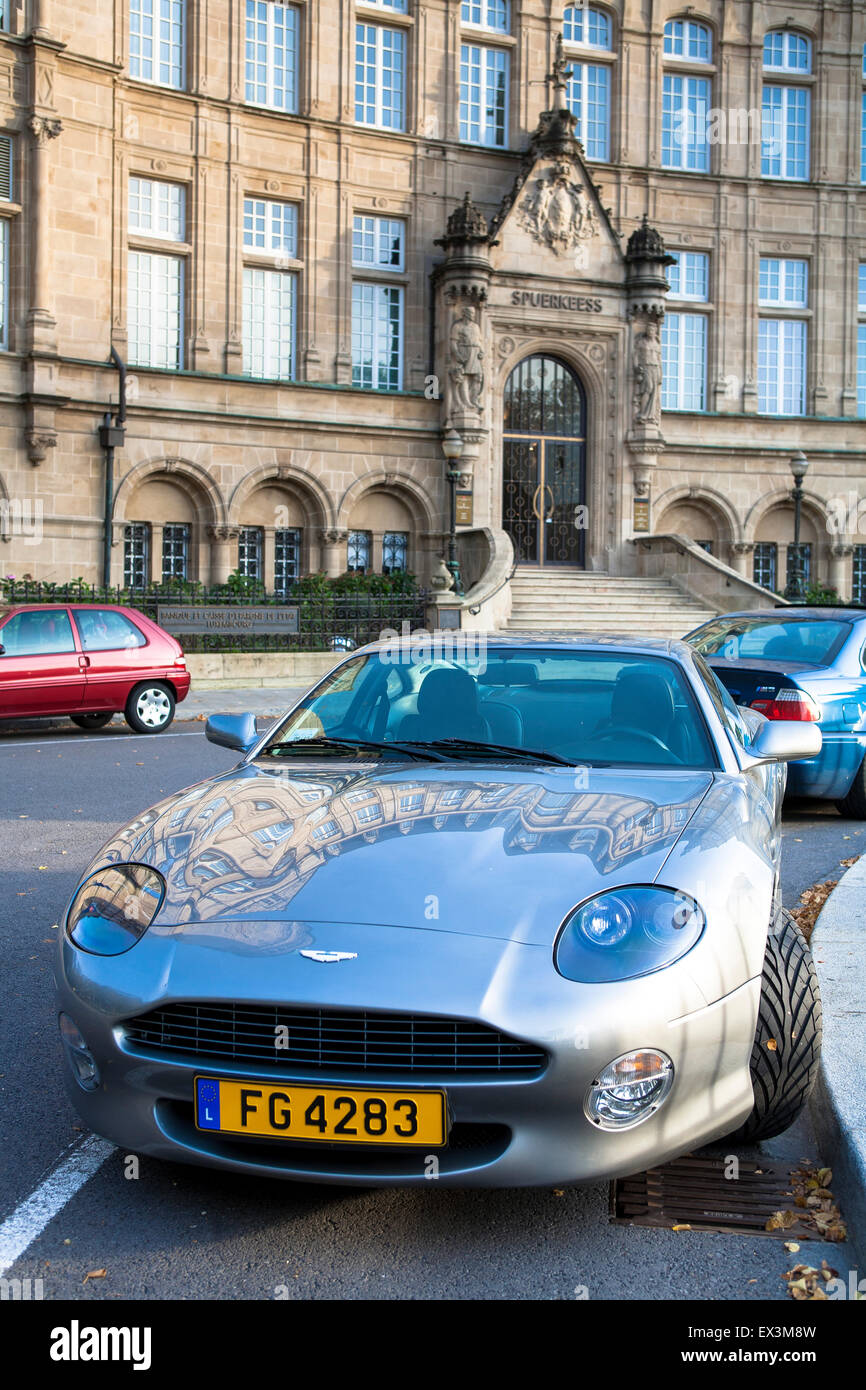 LUX, Luxembourg, city of Luxembourg, Aston Martin car in front of the