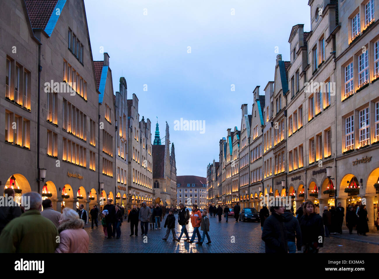 DEU, Germany, North Rhine-Westphalia, Muenster, houses at the Prinzipal market.  DEU, Deutschland, Nordrhein-Westfalen, Muenster Stock Photo