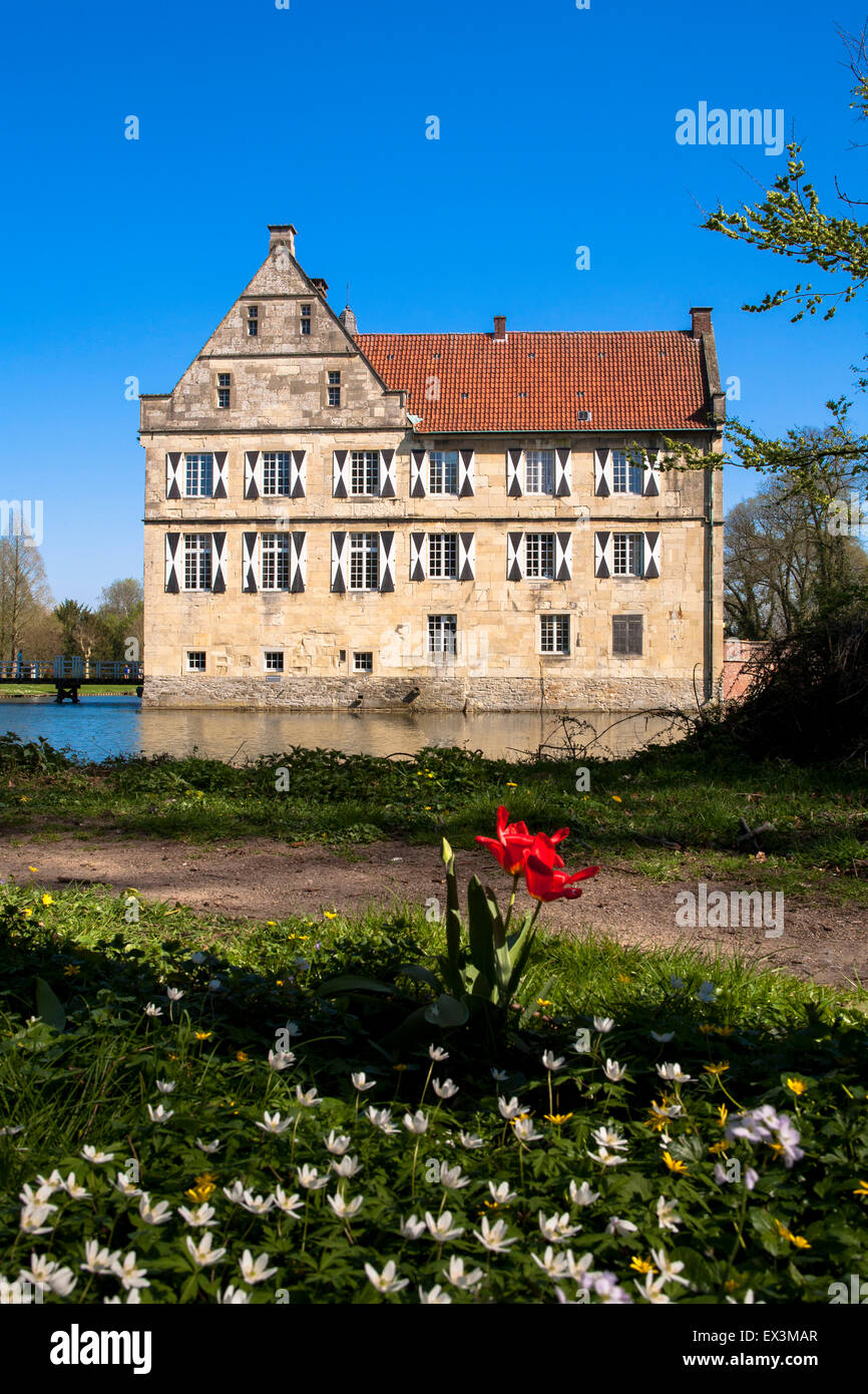 DEU, Germany, North Rhine-Westphalia, Muensterland region, moated castle Huelshoff in Havixbeck [birthplace of the poetess Annet Stock Photo