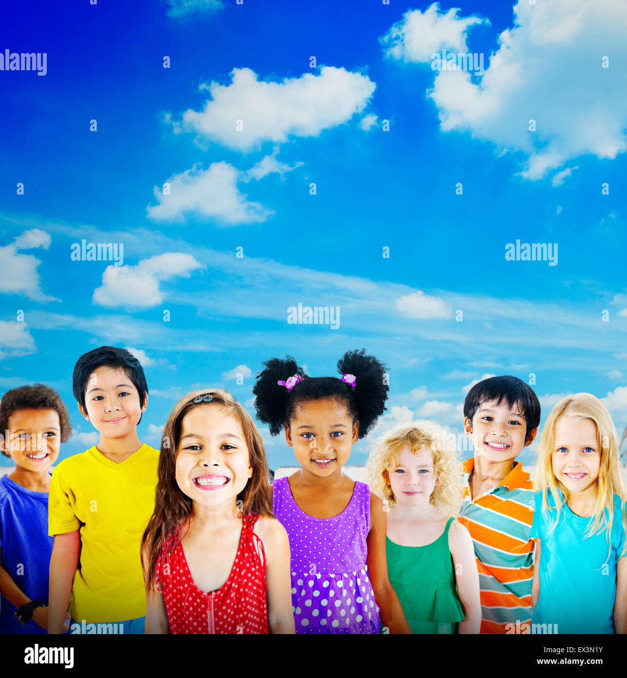 Diversity Children Friendship Innocence Smiling Concept Stock Photo - Alamy