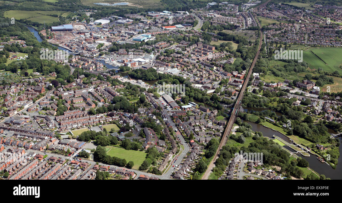 aerial view of the Cheshire town of Northwich, UK Stock Photo
