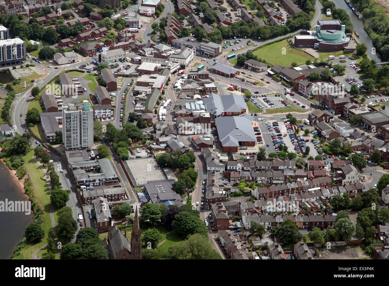 aerial view of Runcorn in Cheshire, UK Stock Photo