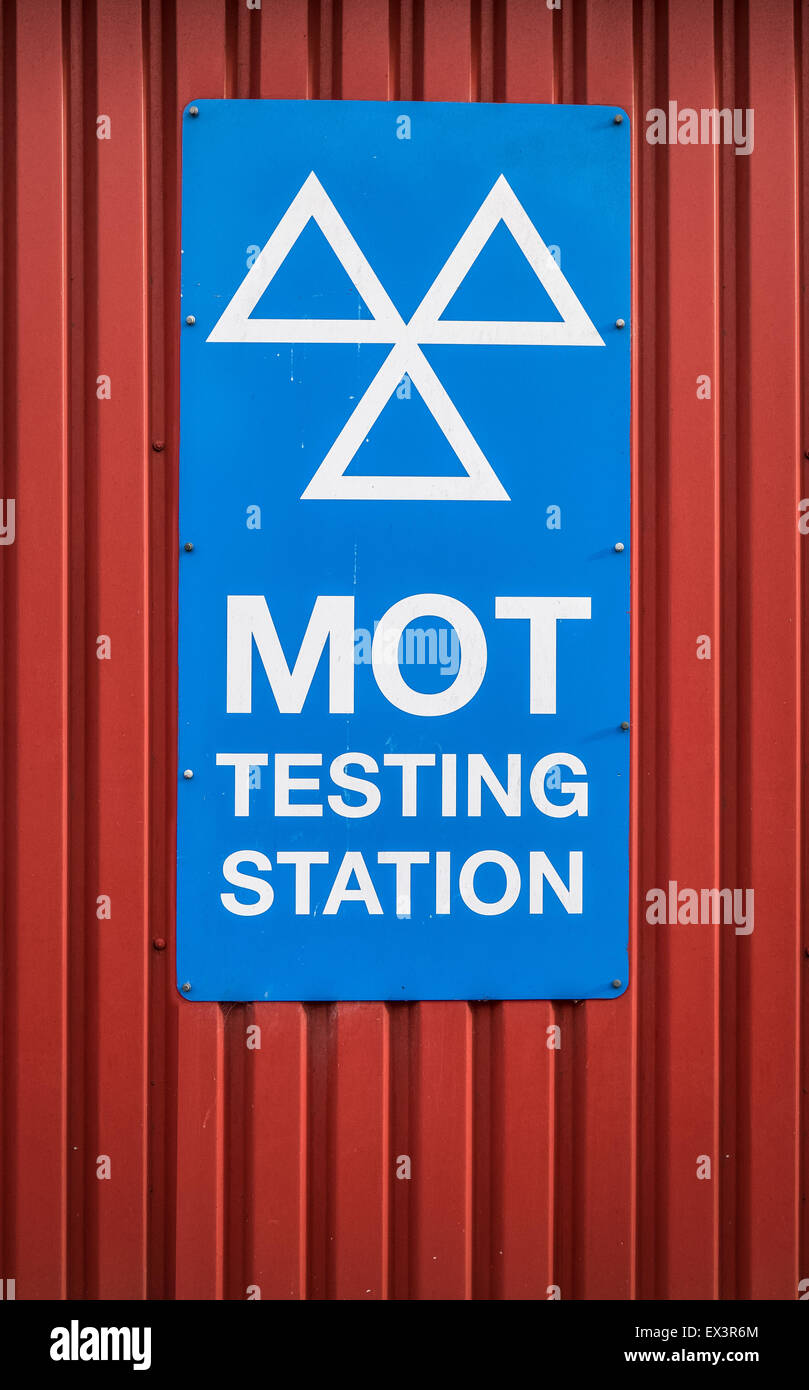 A Motor Ordinance Test (MOT) Station Sign At A Garage In The UK Stock