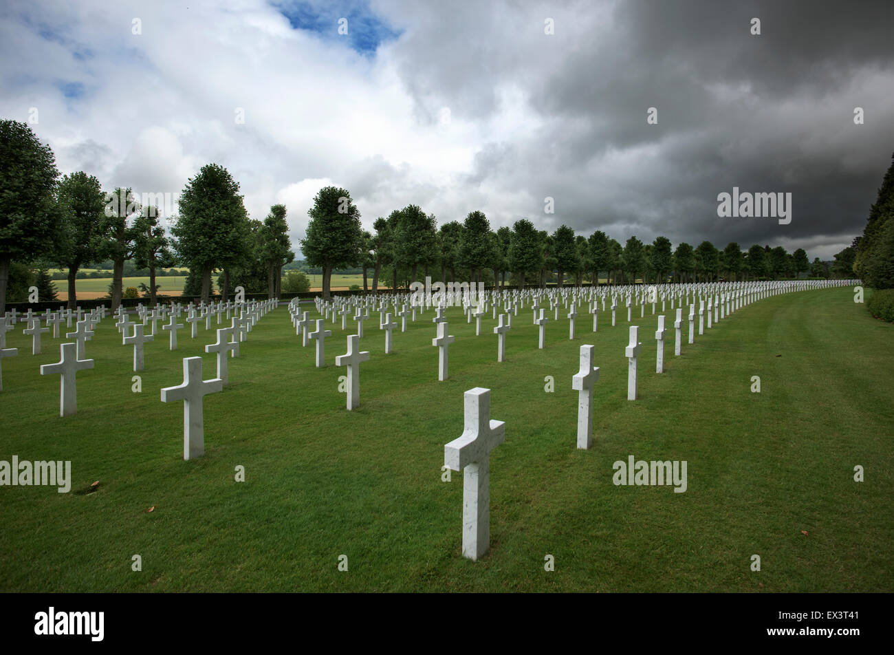 Aisne-Marne American Cemetery and Memorial, a WWI cemetery in Belleau, France. June 2015 Stock Photo