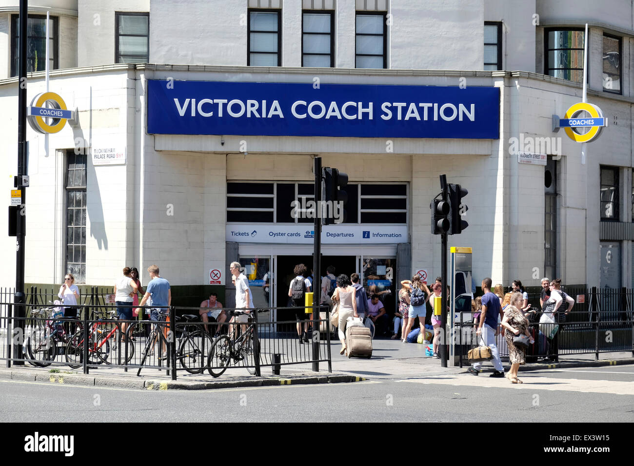 A general view of the entrance of Victoria coach station in London Stock Photo