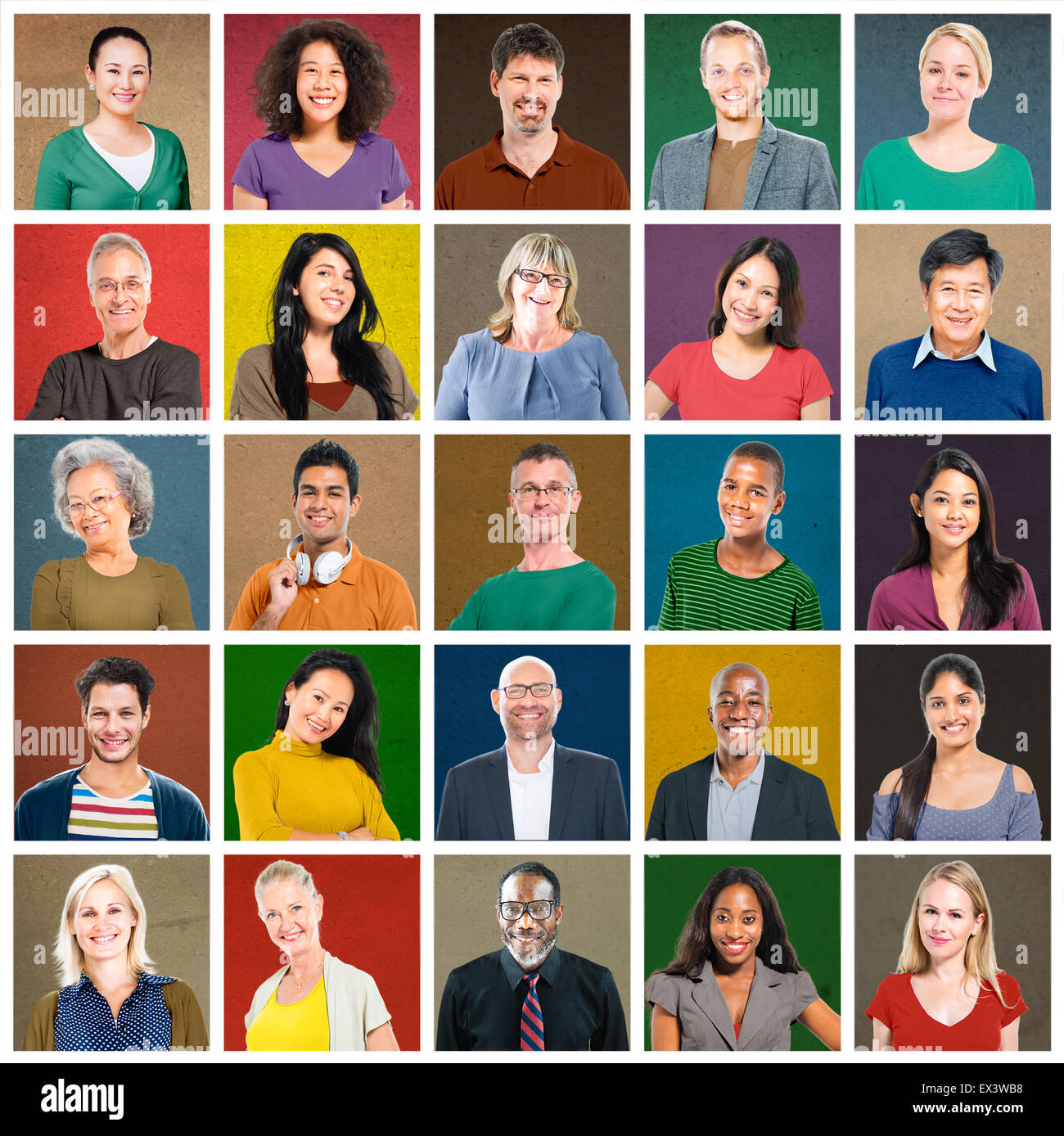 Multiethnic People Colorful Smiling Portrait Concept Stock Photo - Alamy