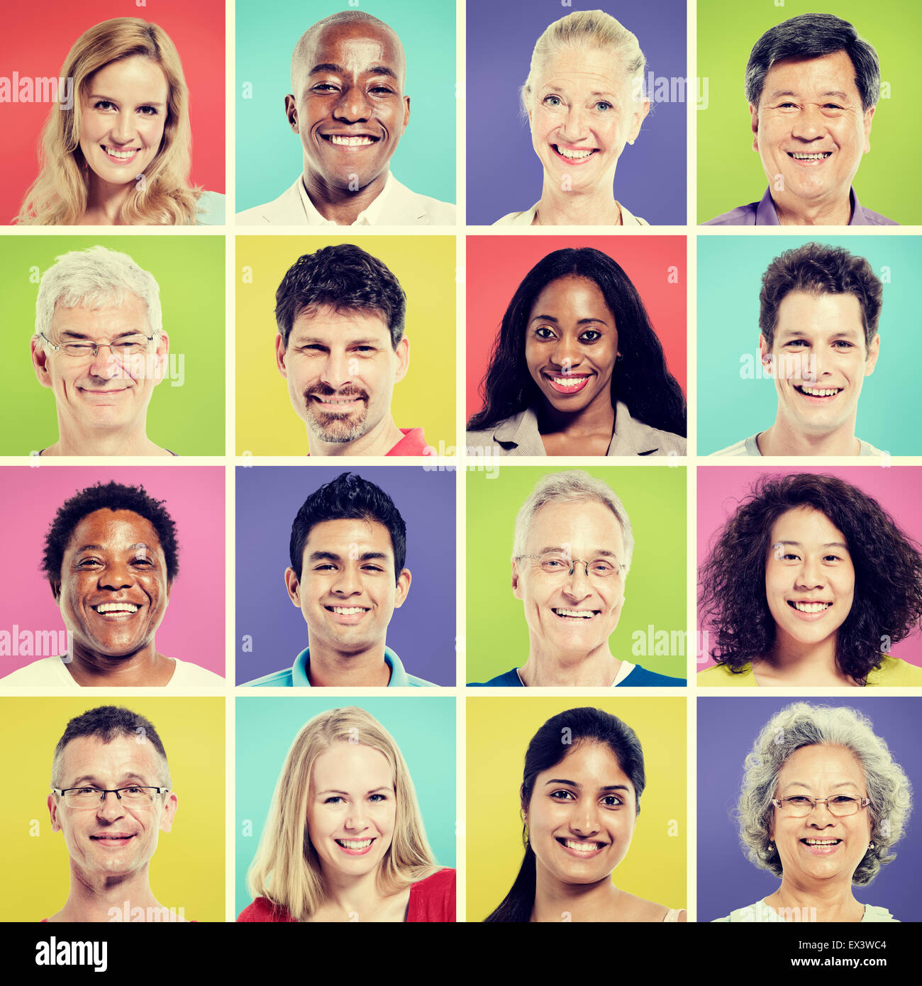 Protrait of Group Diversity People Community Happiness Concept Stock