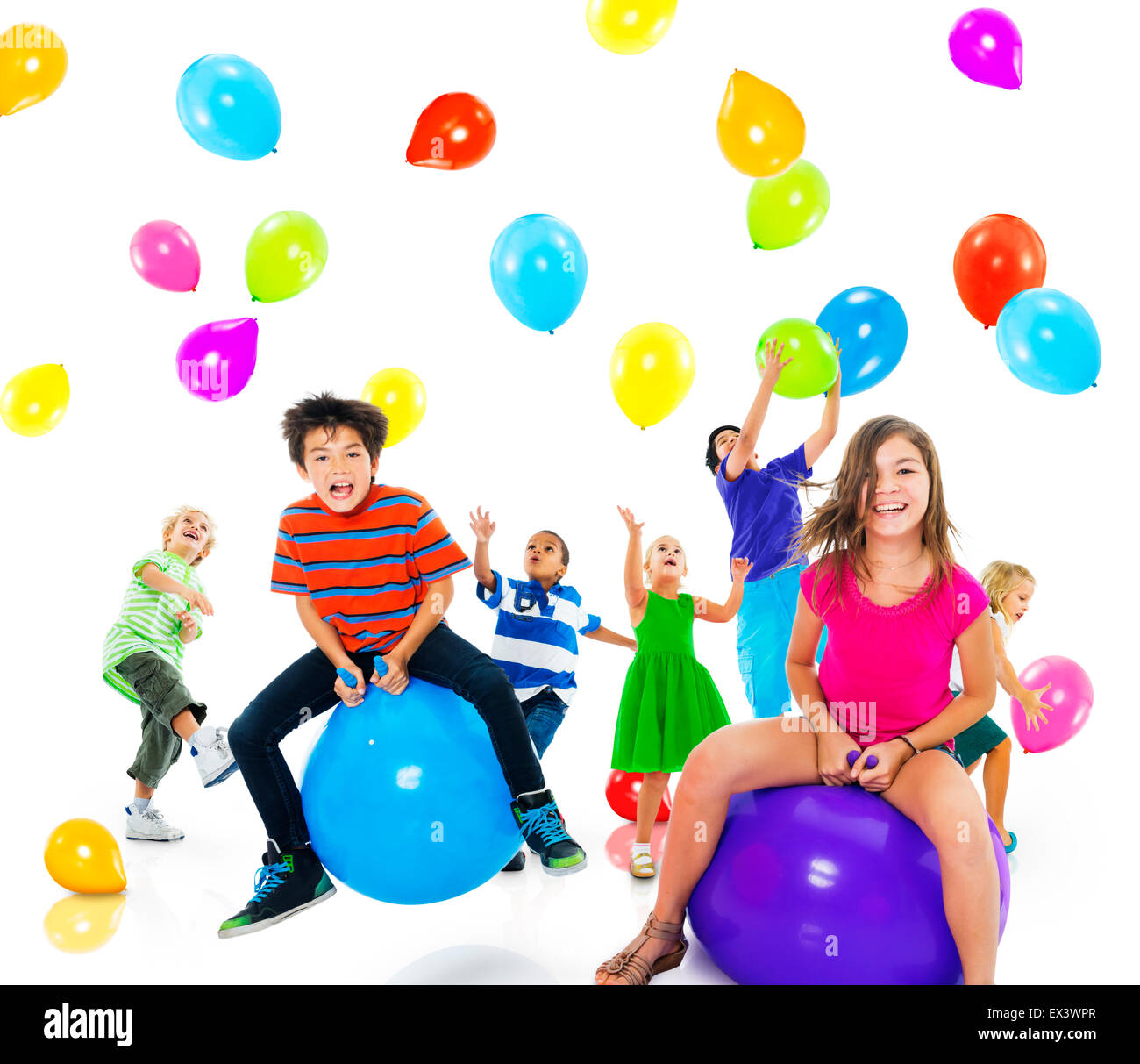 Multiethnic Children Balloon Happiness Friendship Concept Stock Photo ...