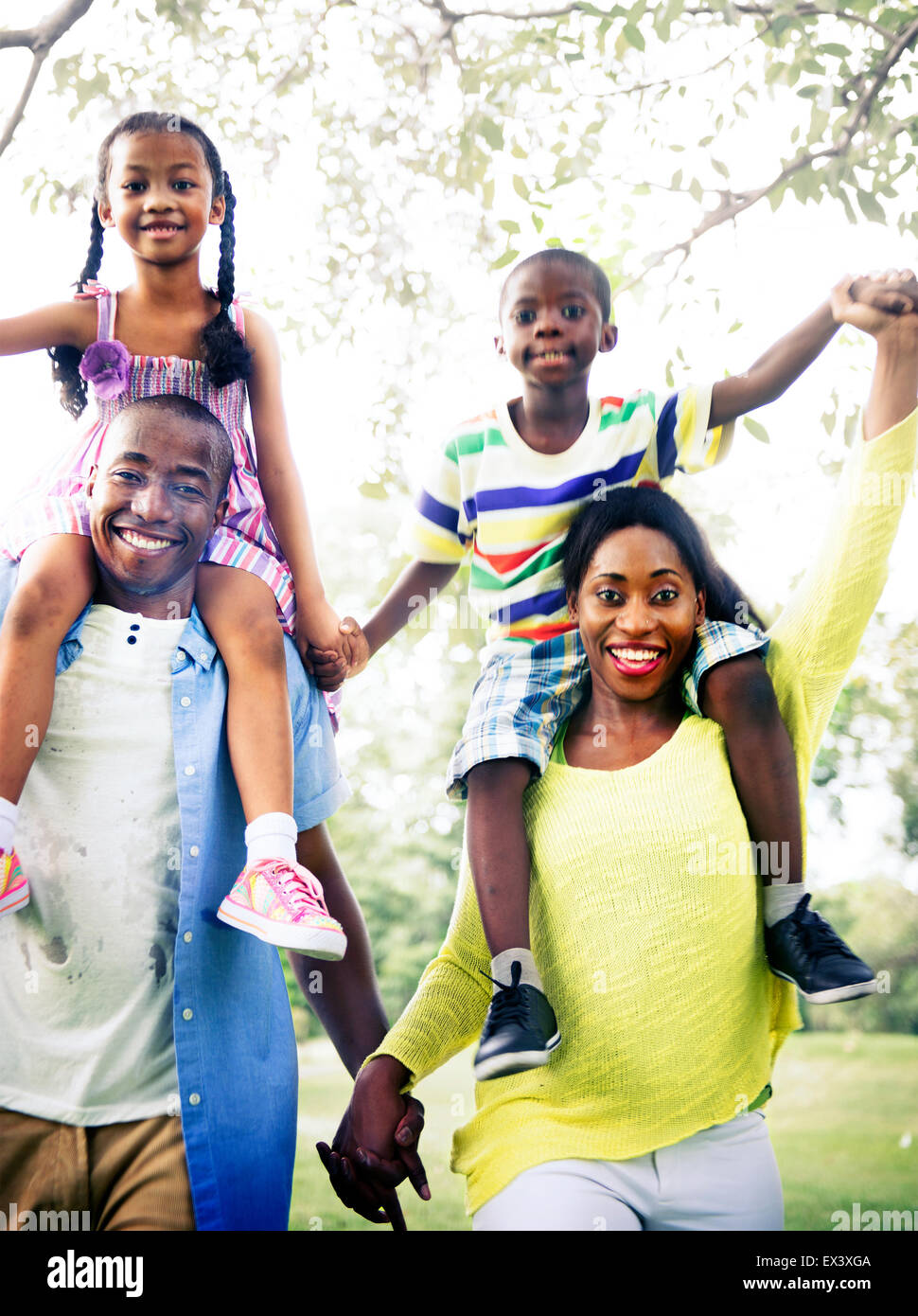 African Family Happiness Holiday Vacation Activity Concept Stock Photo