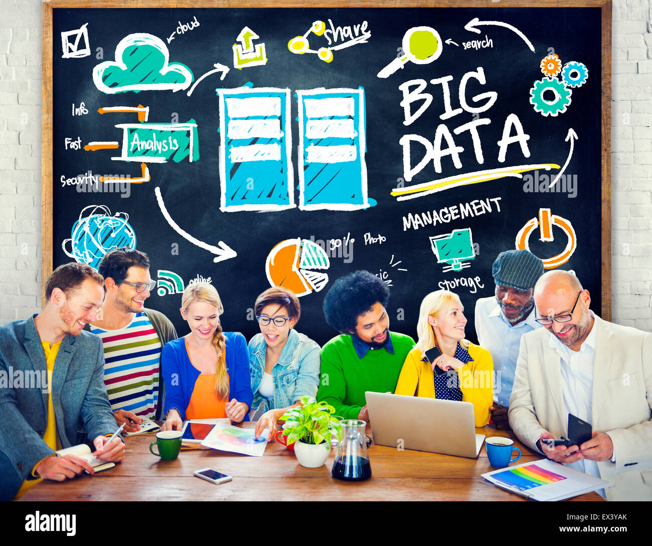 Diversity People Big Data Learning Teamwork Discussion Concept Stock Photo