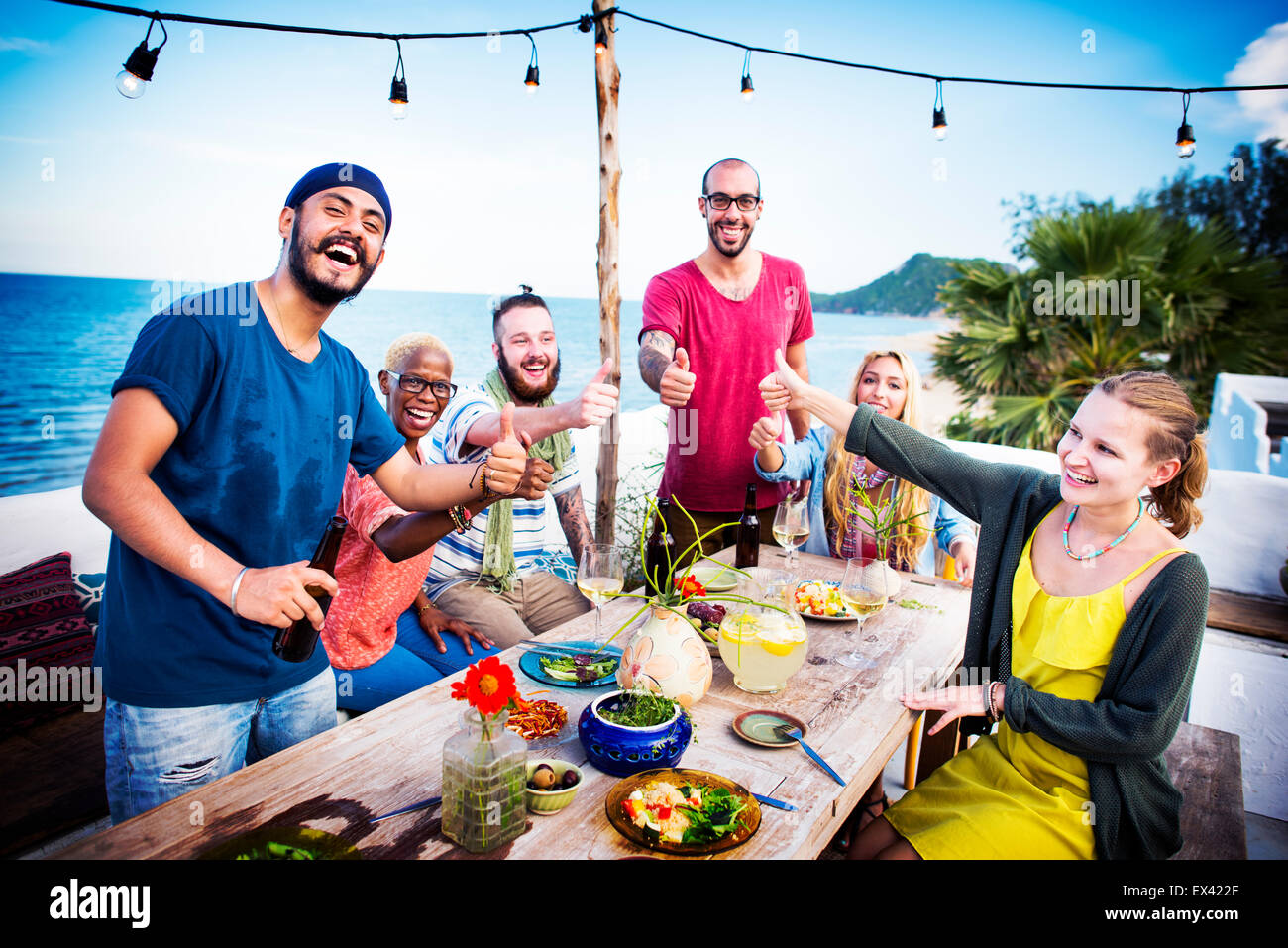 Beach Summer Dinner Party Celebration Concept Stock Photo