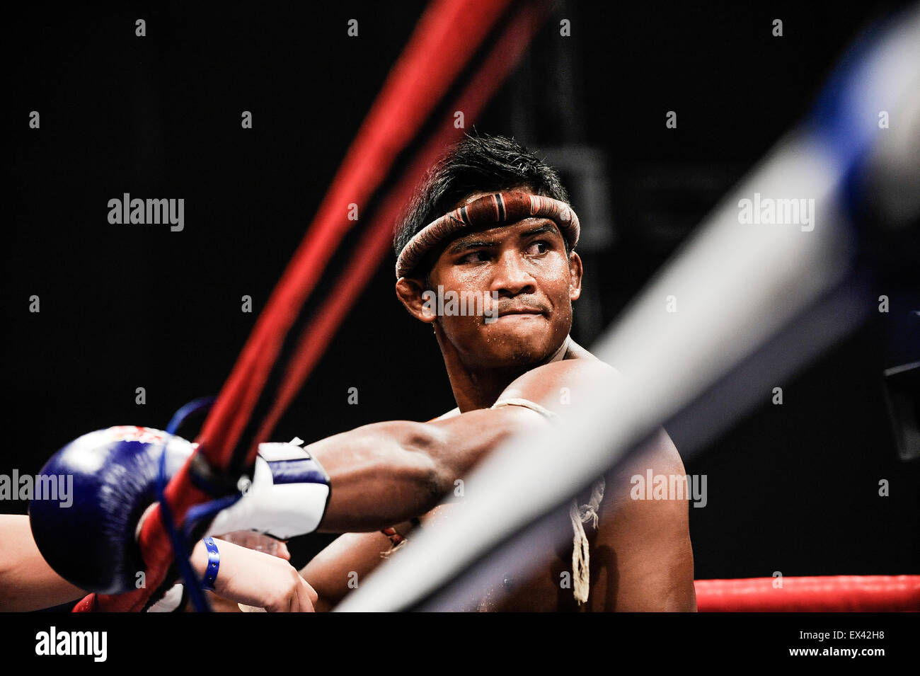 Muay Thai Kickboxer pre fight Stock Photo