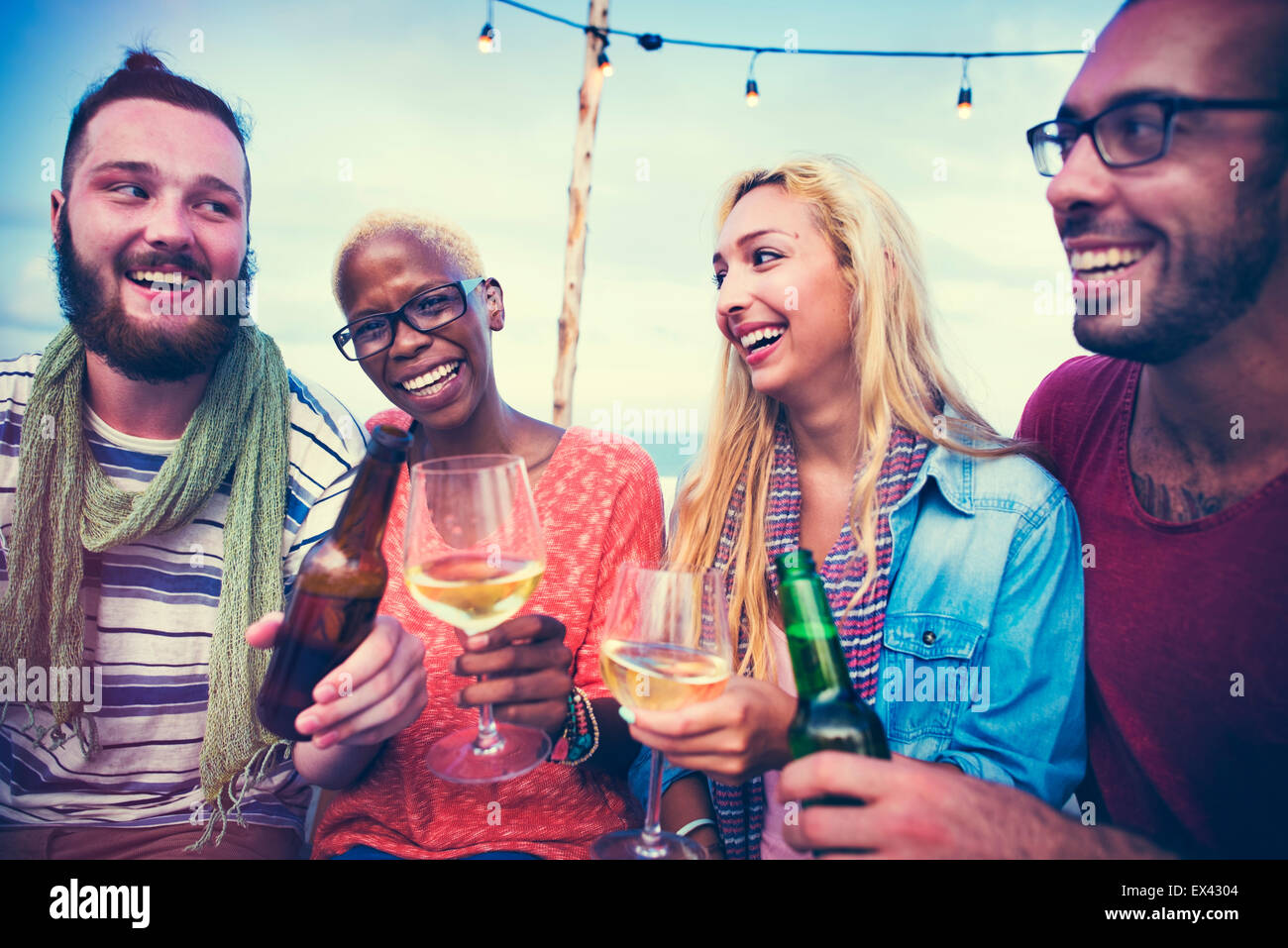 Beach Summer Dinner Party Celebration Concept Stock Photo