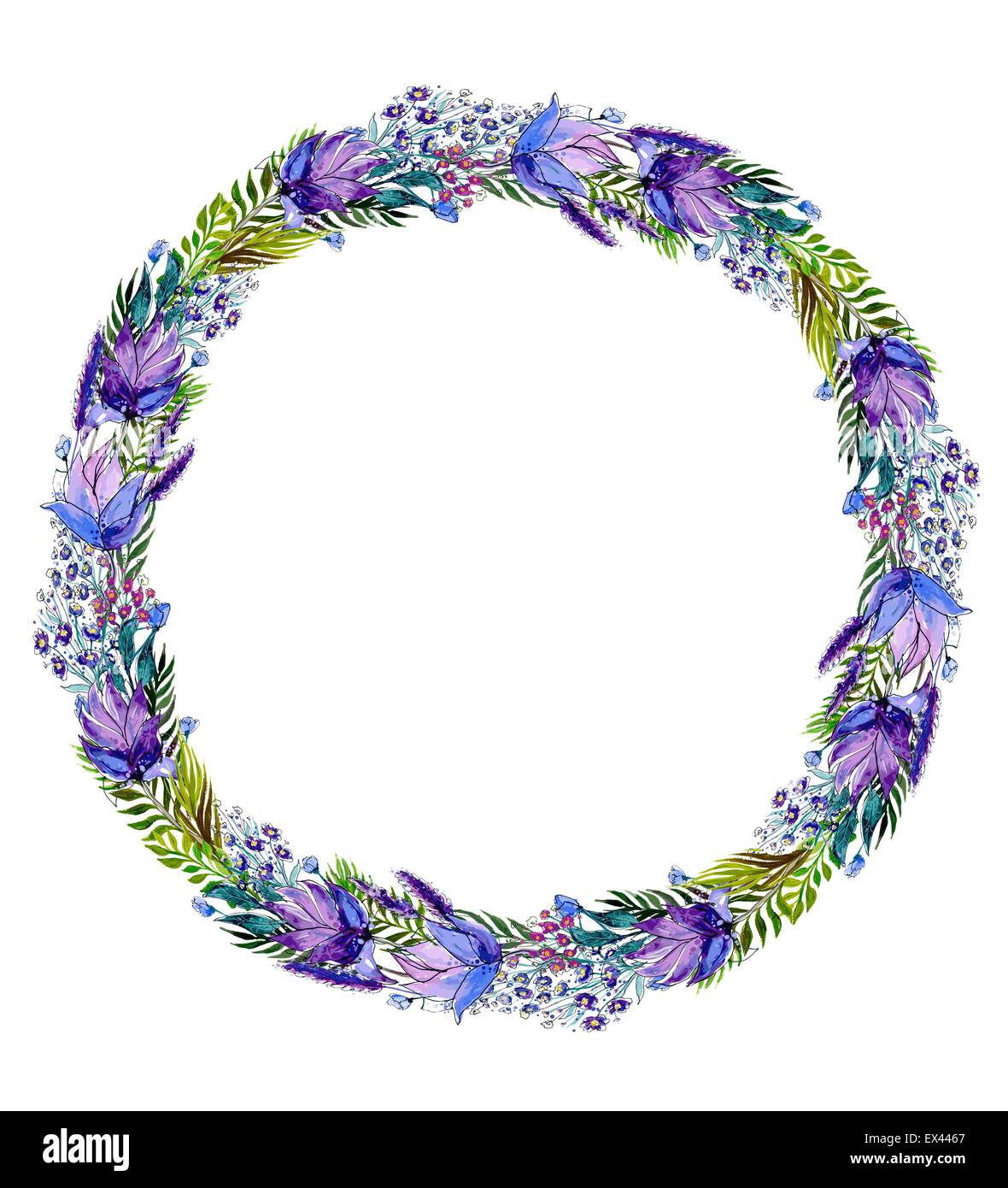 Watercolor flowers wreath Stock Vector Image & Art - Alamy