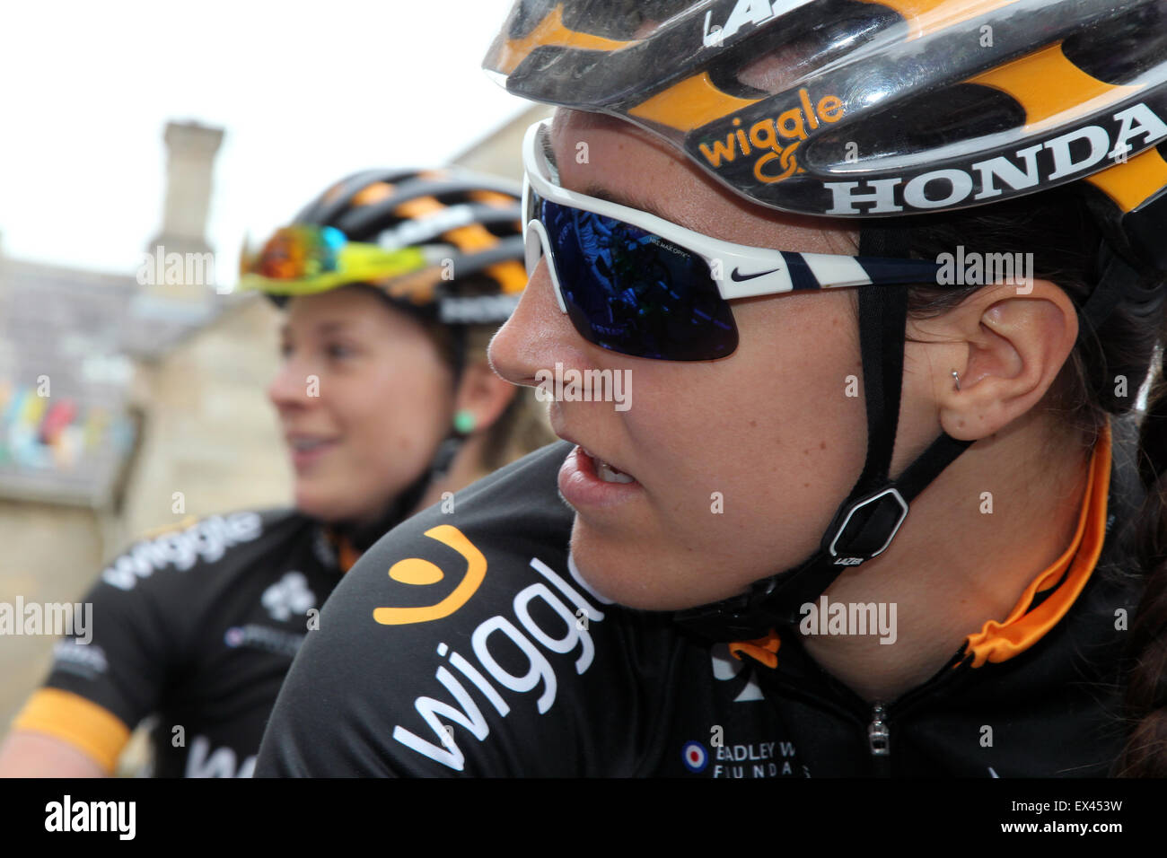 Dani King and Annette Edmondson riding for Wiggle Honda at Stage 3 Aviva Women's Tour Oundle to Kettering, Northamptonshire Stock Photo