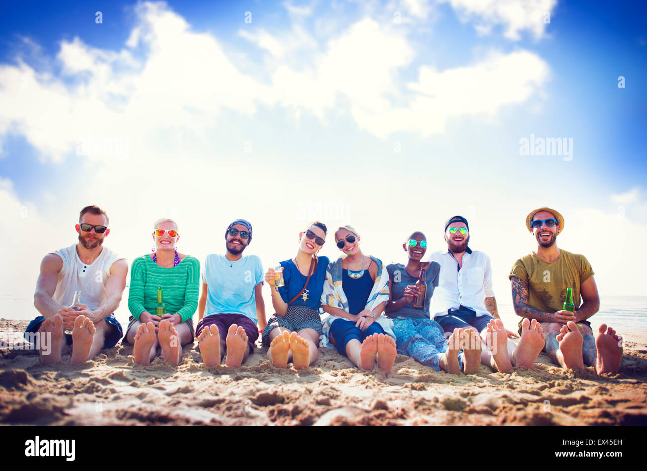Friends Beach Vacation Party Chilling Concept Stock Photo