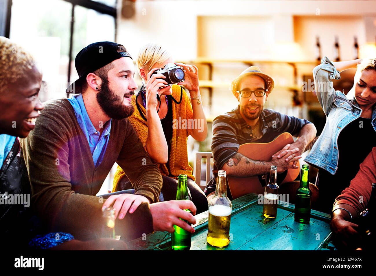 Friend Celebrate Party Picnic Joyful Lifestyle Drinking Concept Stock Photo