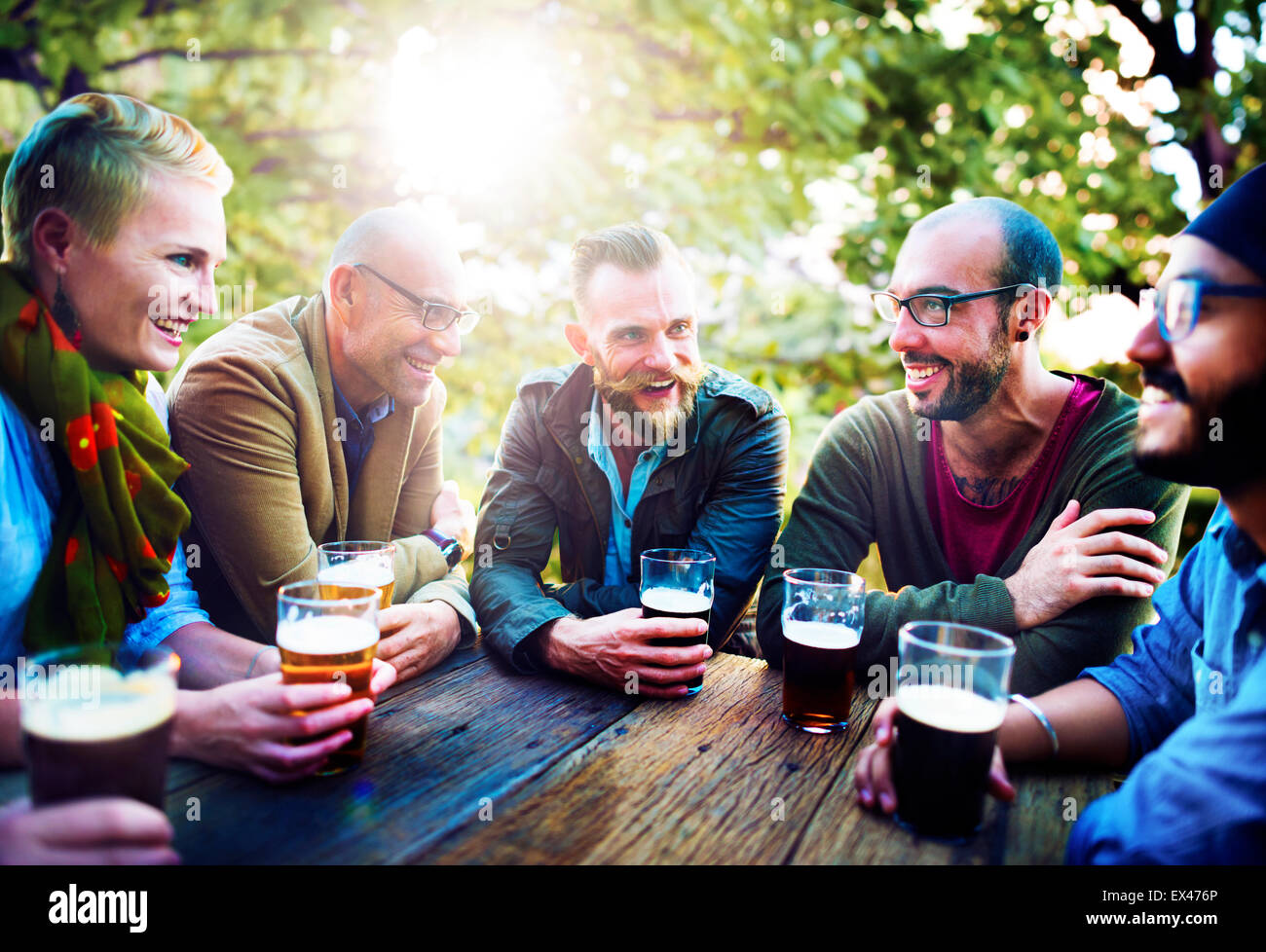 Diverse People Friends Hanging Out Drinking Concept Stock Photo