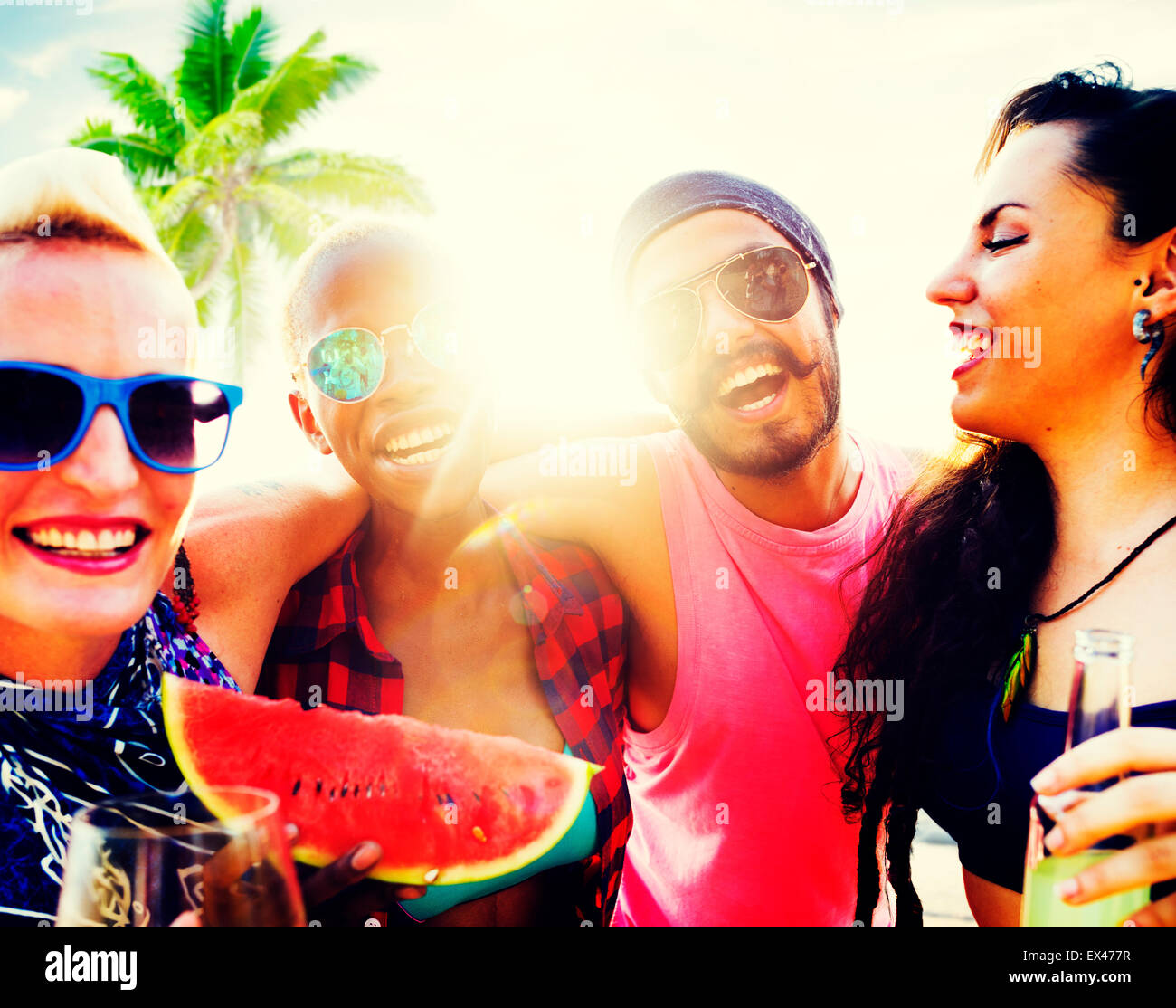 Friends Beach Vacation Relaxing Chilling Concept Stock Photo