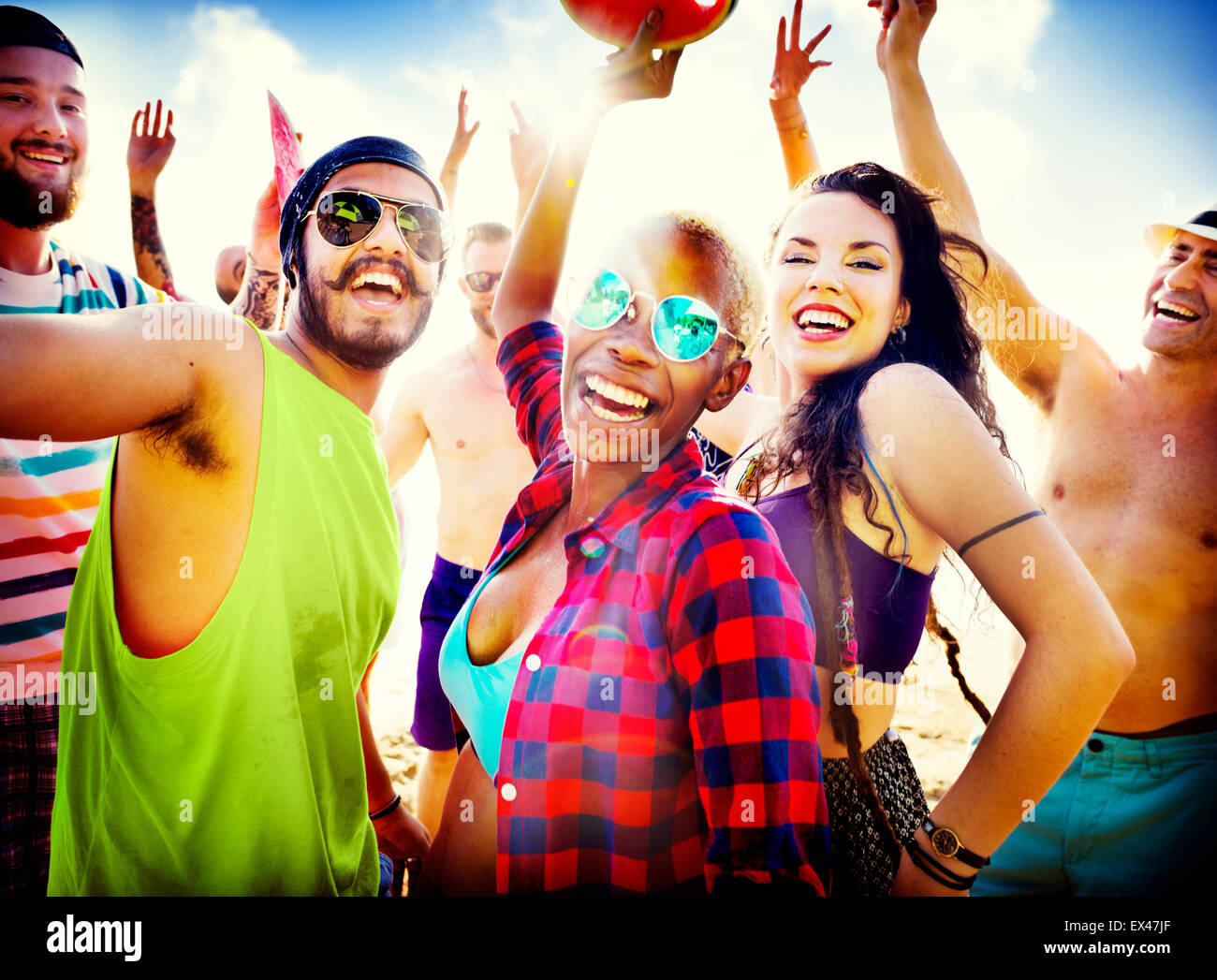 Teenagers Friends Beach Party Happiness Concept Stock Photo - Alamy