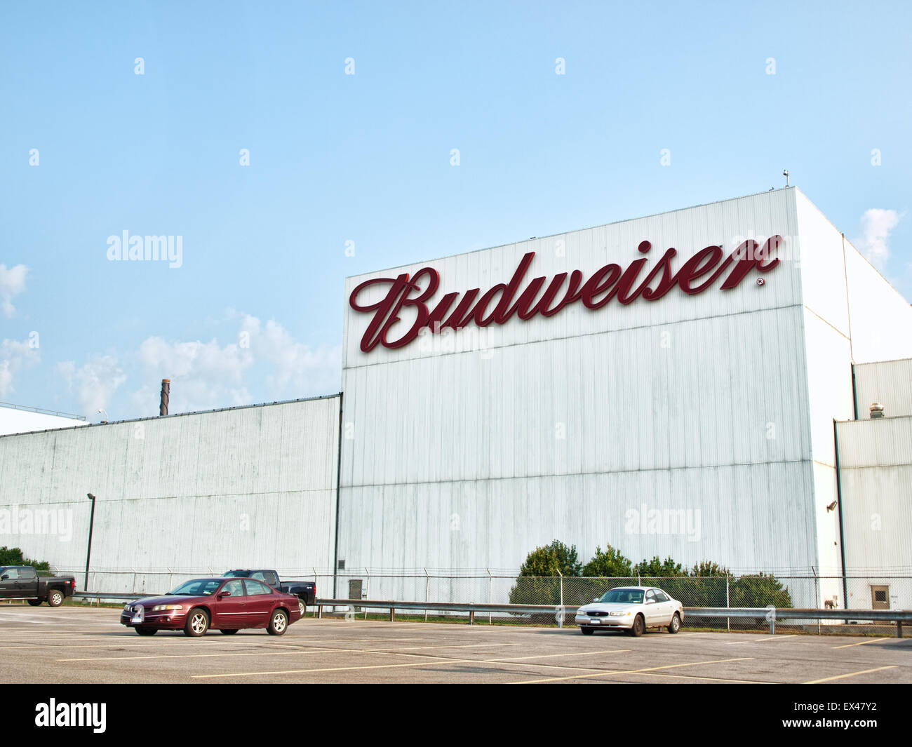 Budweiser plant located in Baldwinsville, New York on a Sunday morning Stock Photo