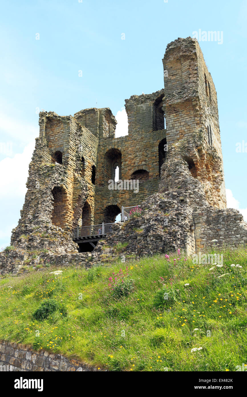 Scarborough Castle, The Norman Keep, Yorkshire, England UK, 12th century English medieval building castles Stock Photo