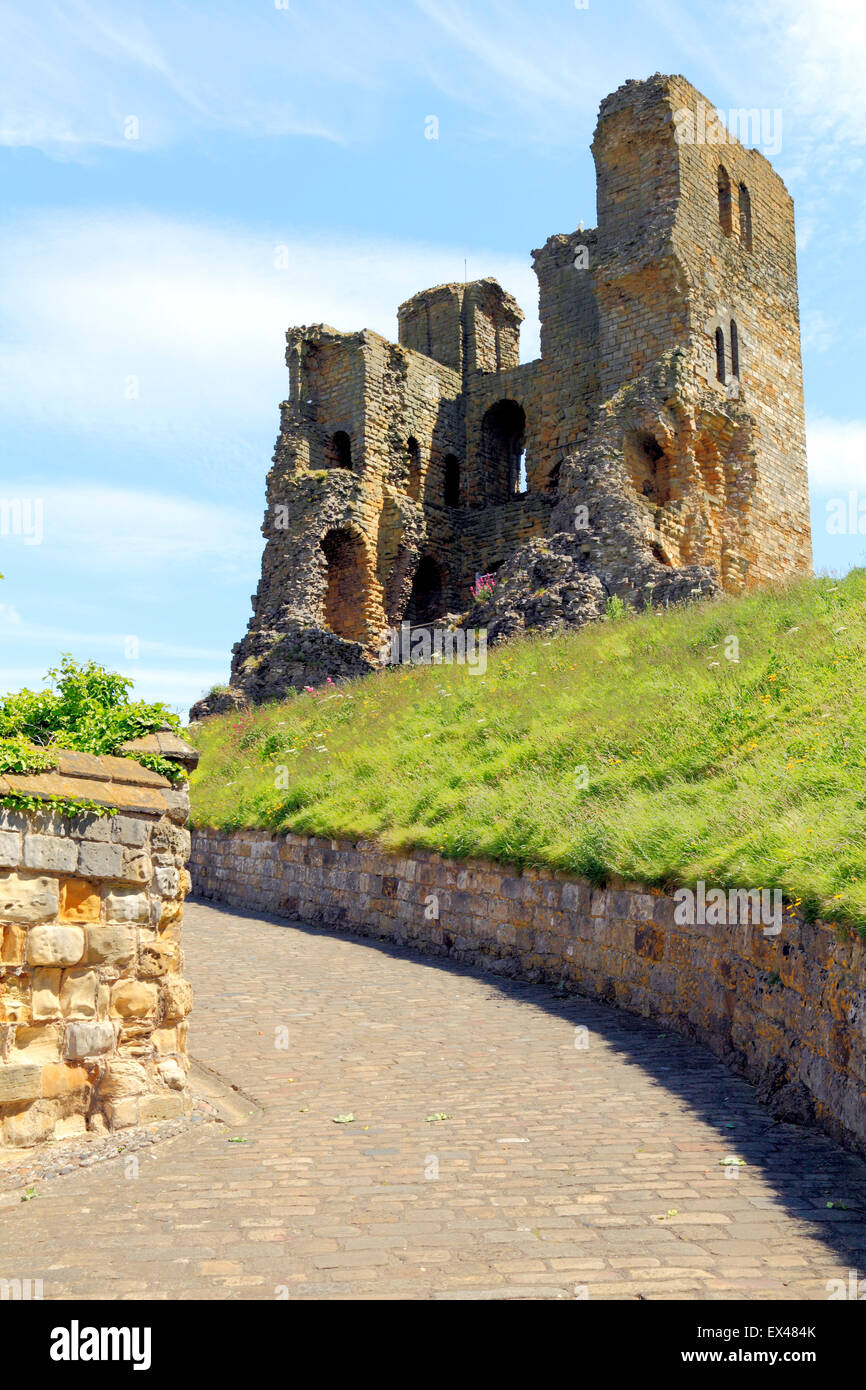Scarborough Castle, The Norman Keep, Yorkshire, England UK, 12th century English medieval building castles Stock Photo