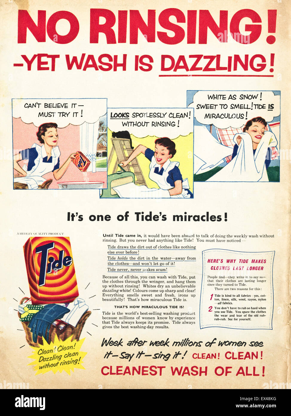 1950s advertisement circa 1952 magazine advert for Tide ...