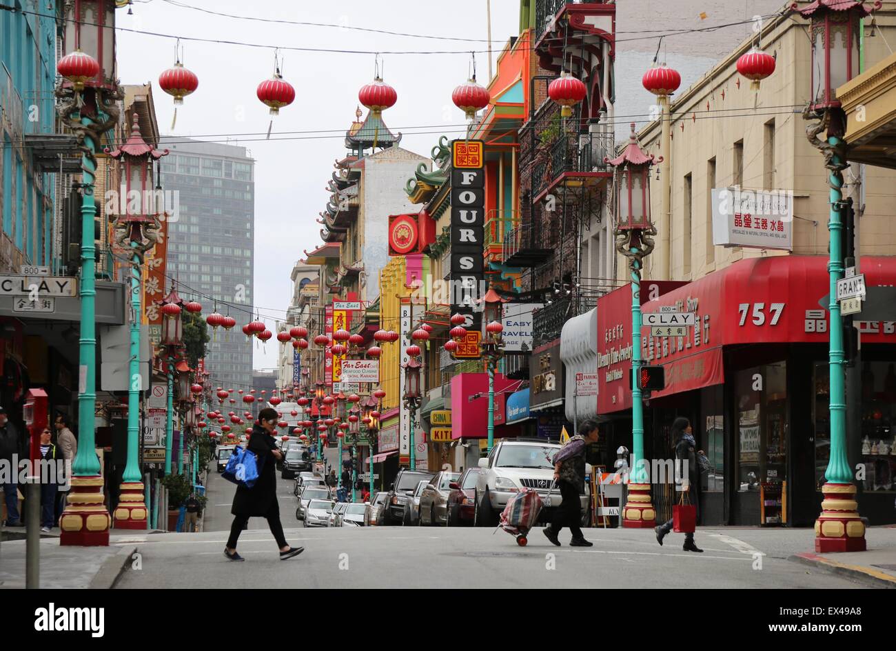 Street scene in China Town, San Francisco. Stock Photo