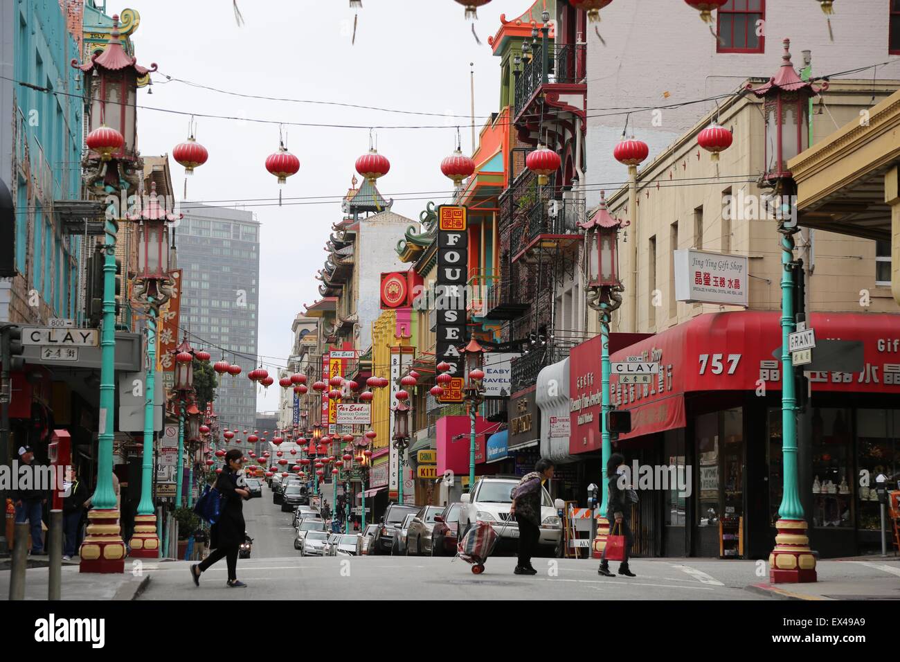 Street scene in China Town, San Francisco. Stock Photo