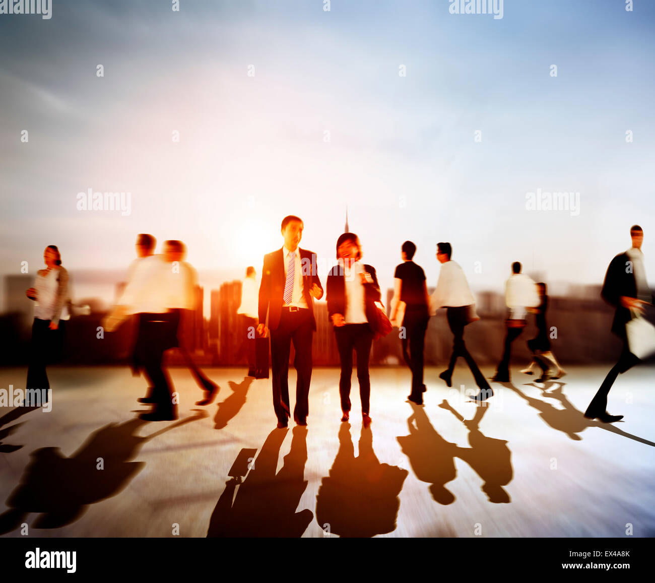 Business People Rush Hour Walking Commuting City Concept Stock Photo