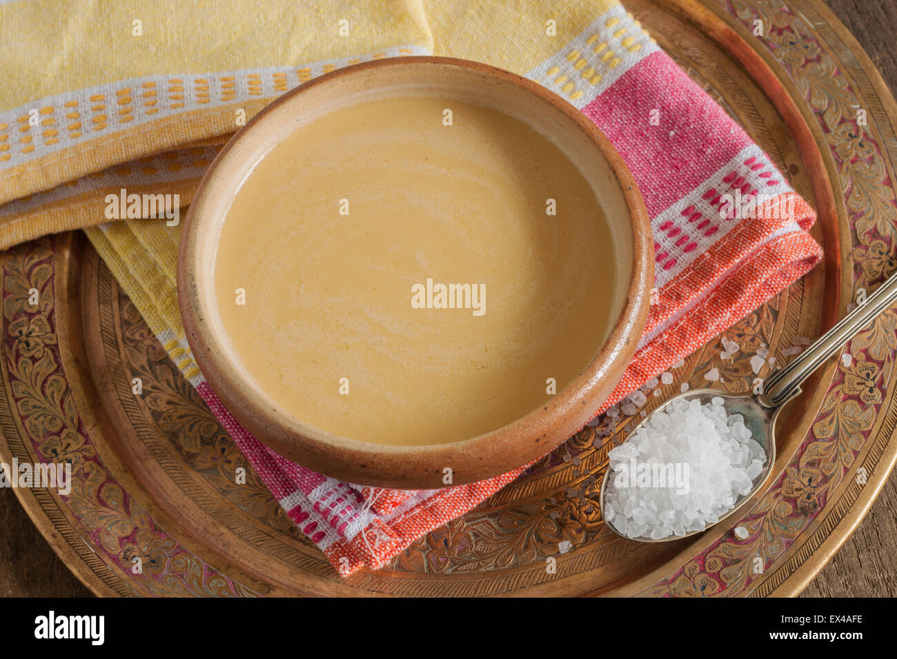 Tibetan yak butter tea or po cha a blend of black tea yak butter and