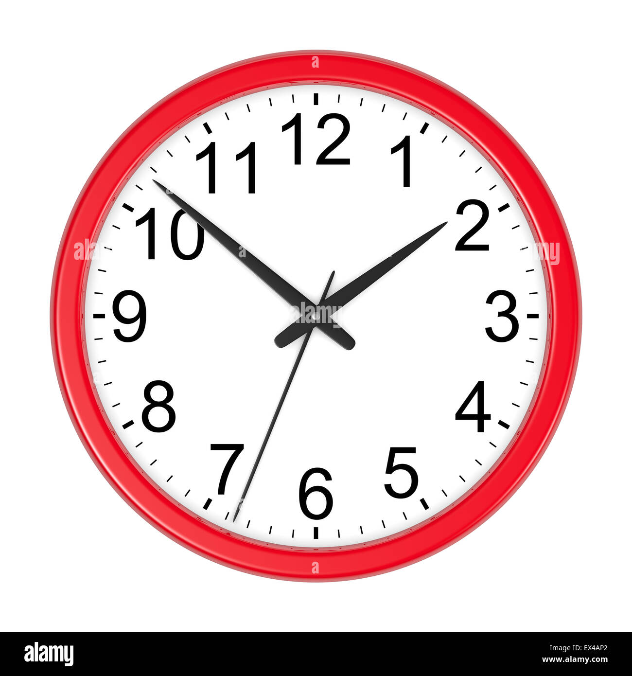 Red Round Wall Clock Isolated on White Background 3D Illustration Stock ...