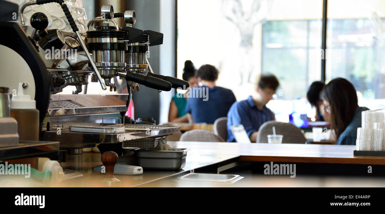 Espresso Machine in a Busy Coffee Shop Stock Photo Alamy