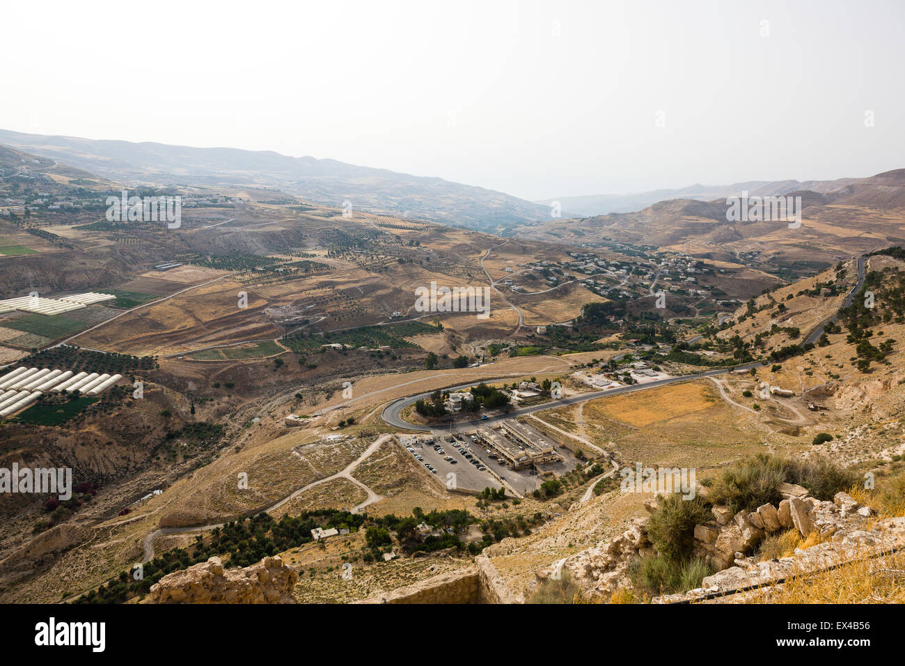 Karak, Jordan. View of the scenery from the town of Karak. Stock Photo