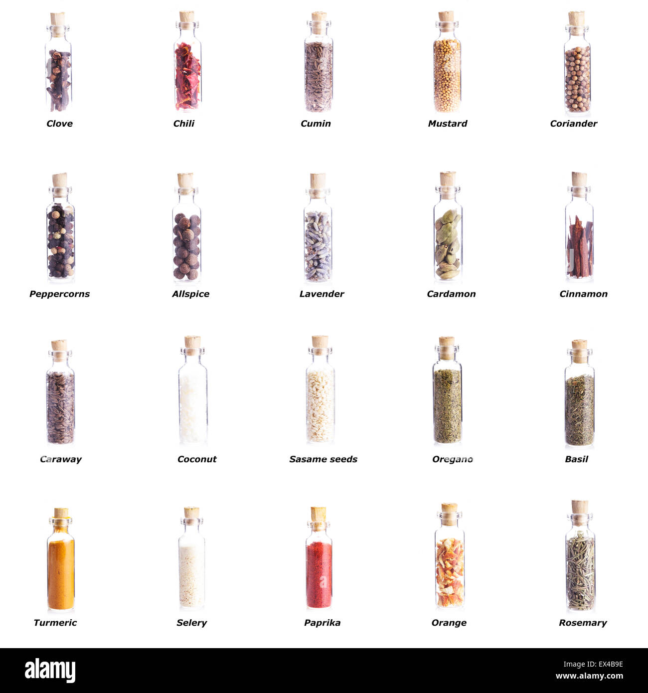 Mini bottles with spices Stock Photo Alamy