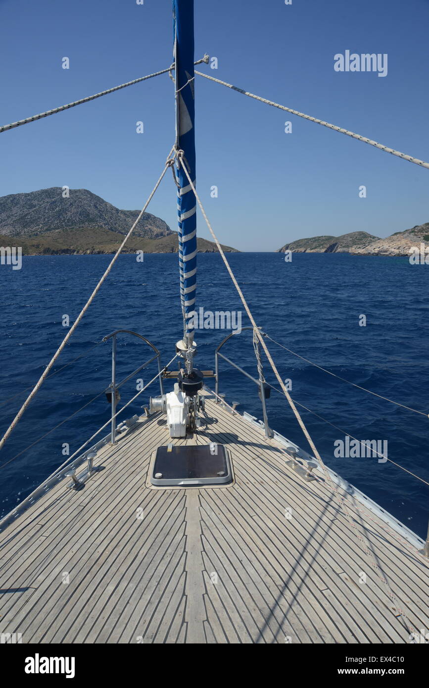 bow of boat showing self furling jib Stock Photo - Alamy