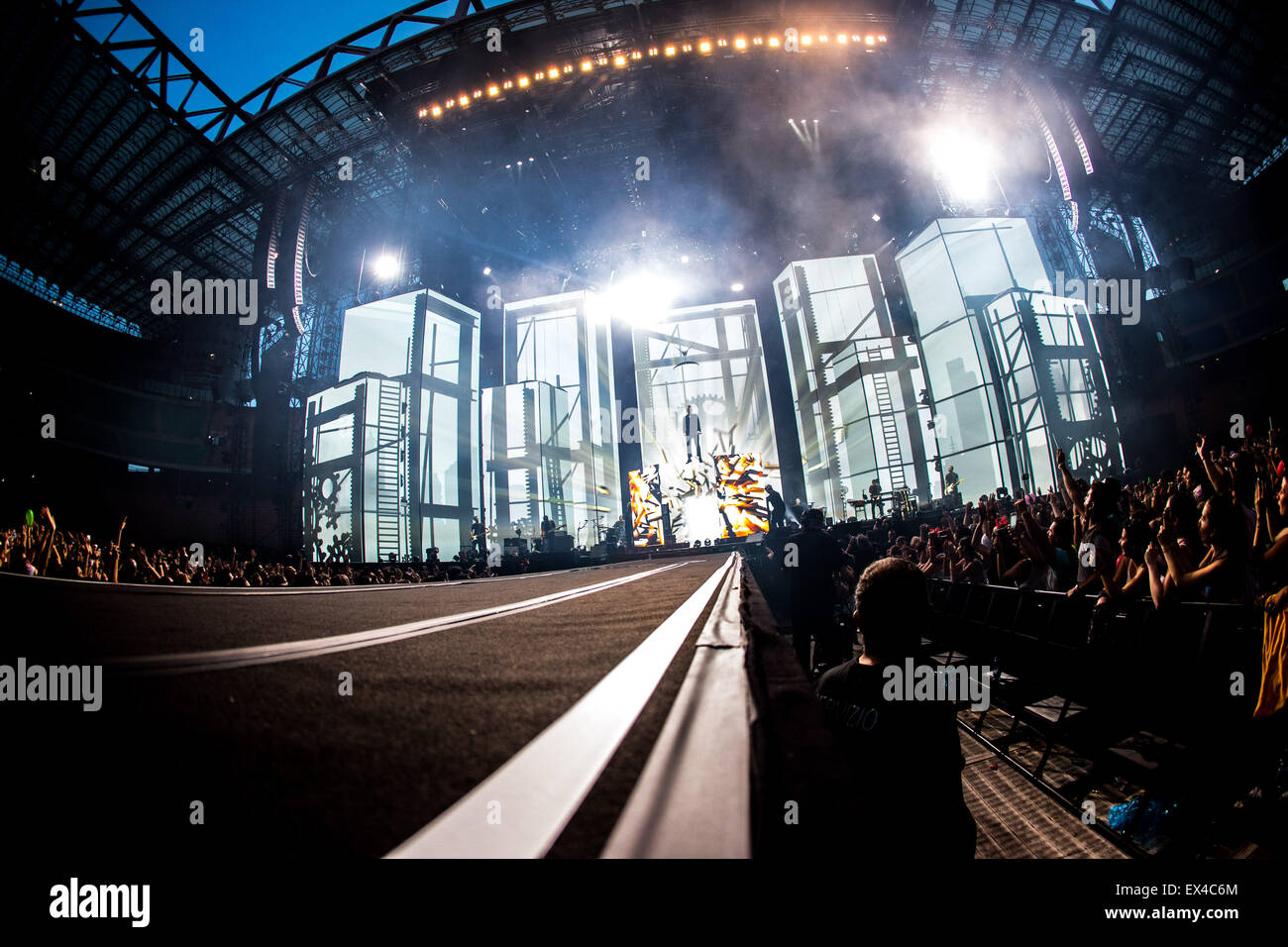 Tiziano Ferro performs live at Stadio San Siro in Milano, Italy, on July 5 2015 Stock Photo