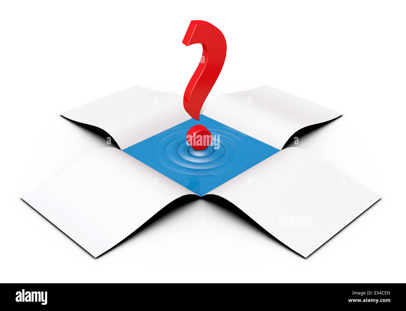 3D rendering of the red question mark in the box Stock Photo