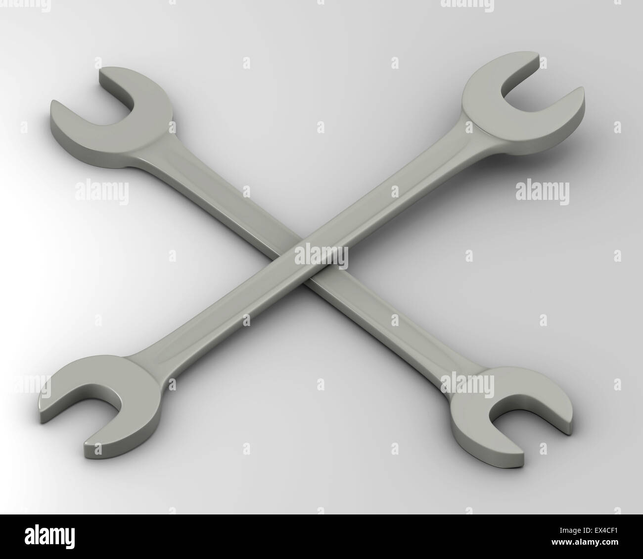 3d rendering of the crossed wrench Stock Photo