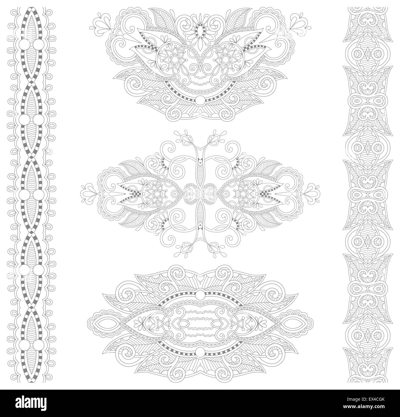 unique coloring book page for adults - floral authentic carpet d Stock Vector