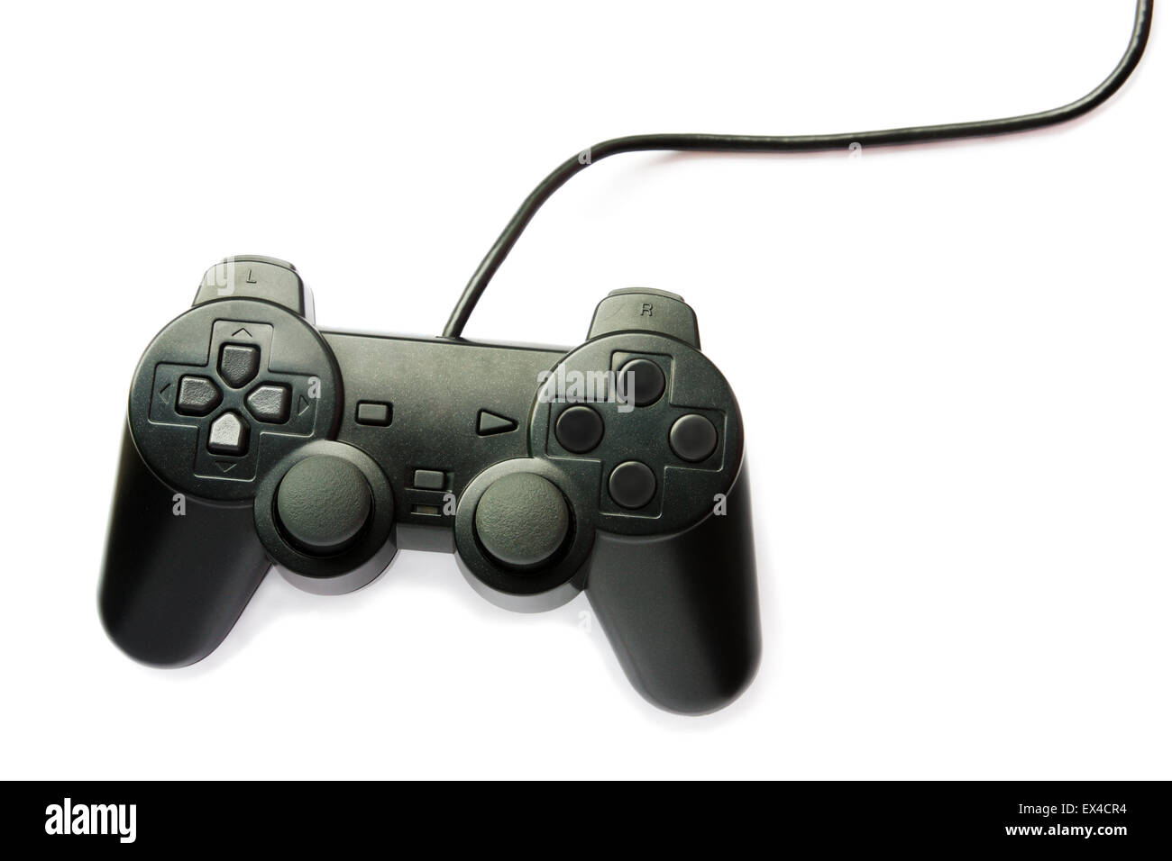 Black game controller isolated on white background Stock Photo - Alamy
